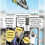 Islamists moderate quranist hadith fatwas quran fundamentalist plane falling out of the sky disputes wars infighting satire logic religion of peace deaths