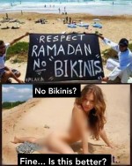 no bikinis in ramadan fine naked by the beach respect satire logic funny