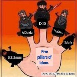 Five pillars of Islam terrorism Bokoharam AlQaida ISIS Taliban Salafis Wahabis violence Satire religion of peace