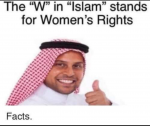 Women rights W in Islam stands for fact man made satire logic