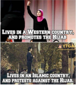 hypocrite hypocrisy hijab women's right promoted west western country protest against Islamic women