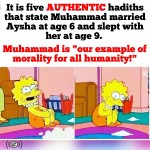 Marriage of Aisha at age 6 is in the authentic hadith